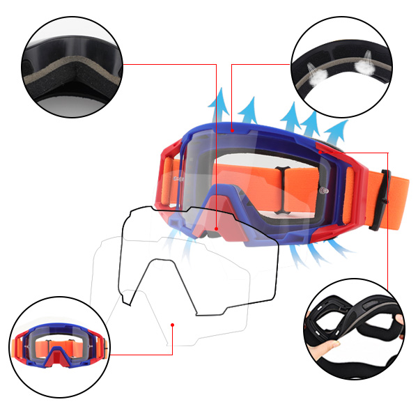 Tear Off Anti Fog UV400 naočale za motocross - Bang Long